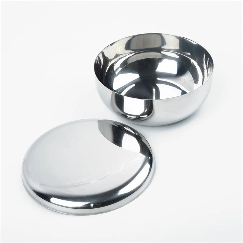 Koreanische Edelstahl-Reisschale mit Deckel – 8,5 bis 12 cm