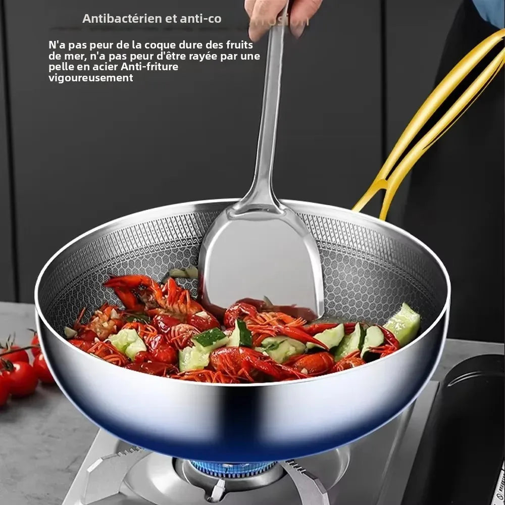 Wok Inox 316 Nid d'Abeille – Antiadhésif Steak & Induction