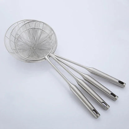 Edelstahl-304-Spinnenschaumlöffel mit Spiralgitter – 13 bis 19 cm