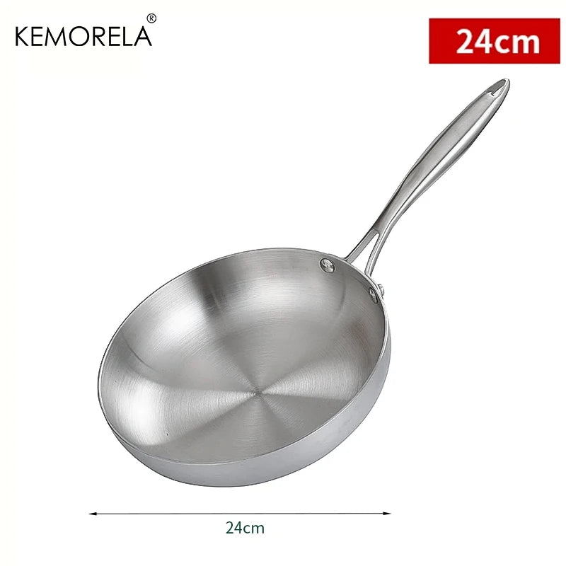 Poêle Inox 304 Non Revêtue – Steak & Cuisson Saine Gaz/Induction