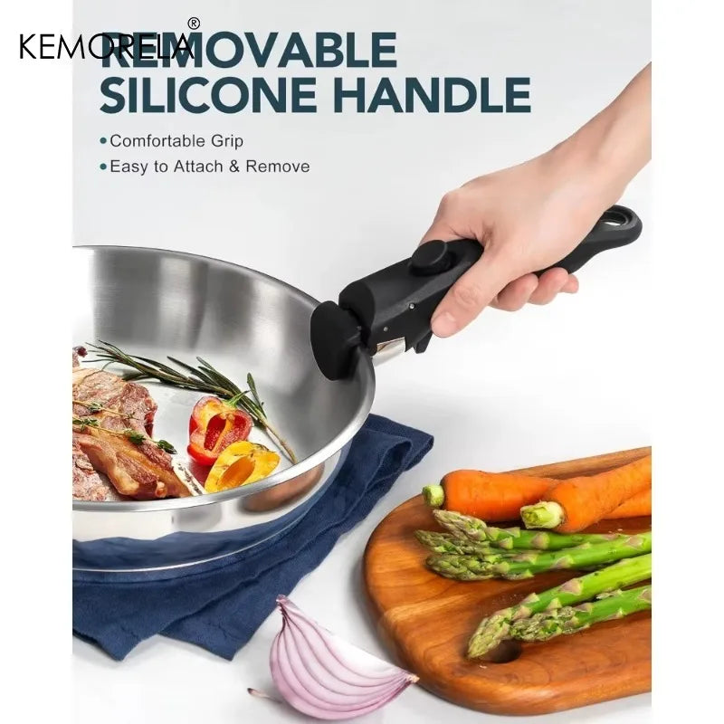 Set Poêles Inox 316 KEMORELA – Manche Amovible, Tri-Base, Induction