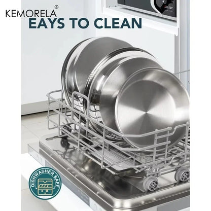 Set Poêles Inox 316 KEMORELA – Manche Amovible, Tri-Base, Induction
