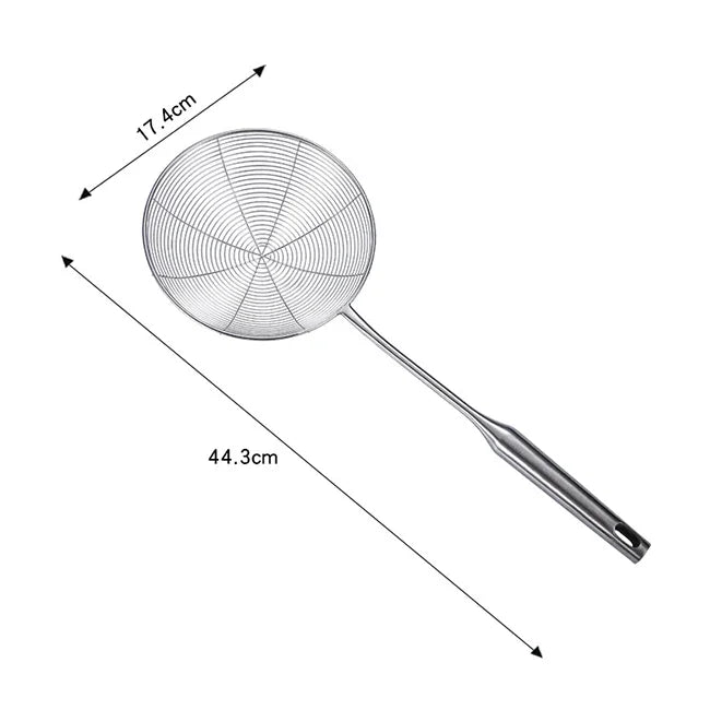 Edelstahl-304-Spinnenschaumlöffel mit Spiralgitter – 13 bis 19 cm