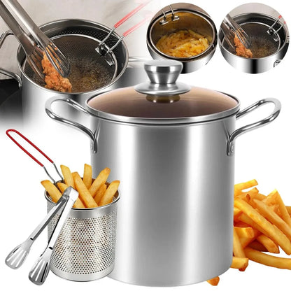 Edelstahl-Fritteuse 3 L mit Korb & Glasdeckel – Induktion