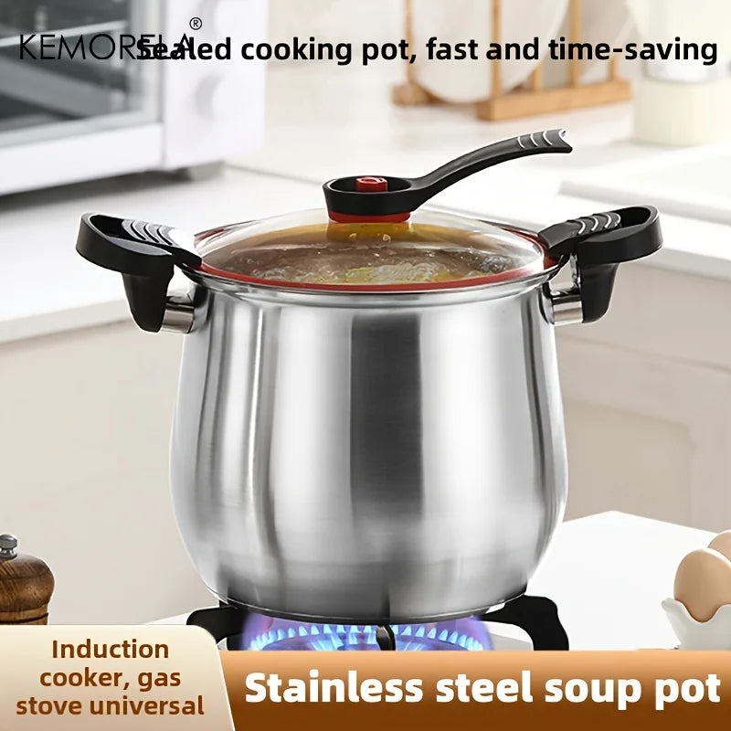 Faitout Inox Ventre Large avec Couvercle Verre – Soupe Induction