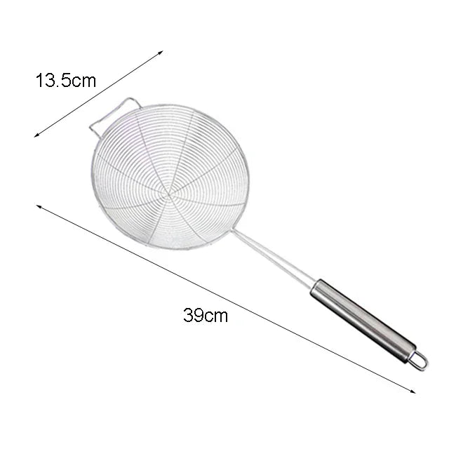 Edelstahl-304-Spinnenschaumlöffel mit Spiralgitter – 13 bis 19 cm