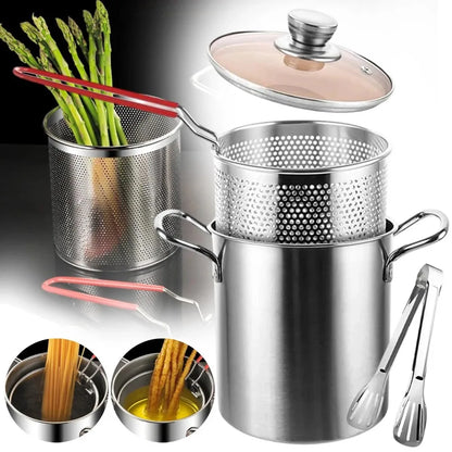 Edelstahl-Fritteuse 3 L mit Korb & Glasdeckel – Induktion