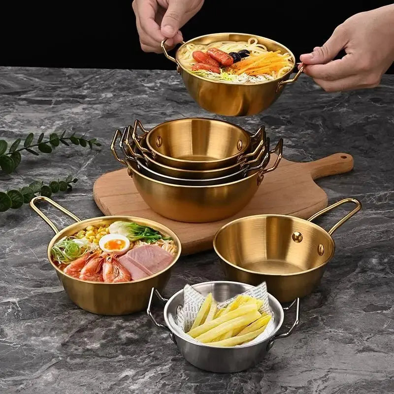 Gouden RVS 304 Kom met Handvat – Ramen, Salade & Snacks