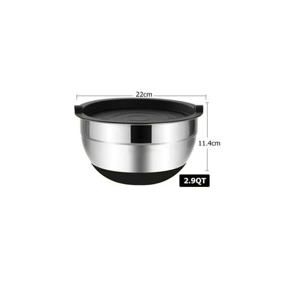 Edelstahl-Rührschüssel mit Deckel & Rutschfestem Boden – 18 bis 28 cm oder Set