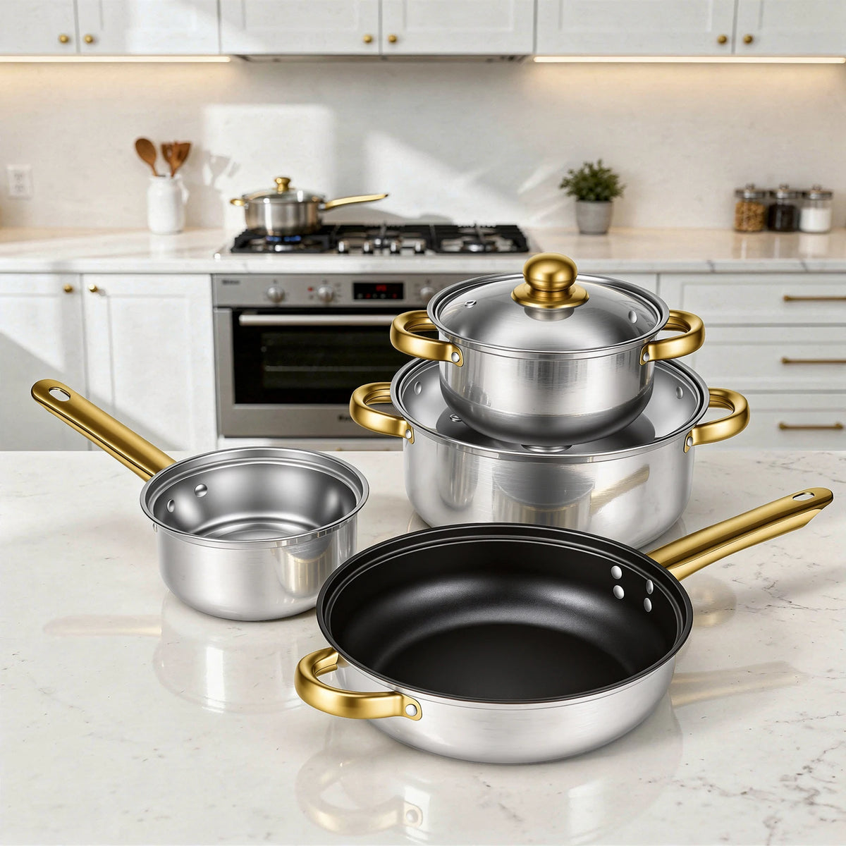 Batterie Cuisine Inox 6 Pièces Colorée – Antiadhésive Induction