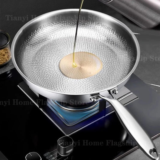 Poêle Titane Inox 22-30 cm – Antiadhésive Gaz & Induction