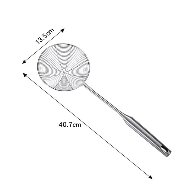 Edelstahl-304-Spinnenschaumlöffel mit Spiralgitter – 13 bis 19 cm