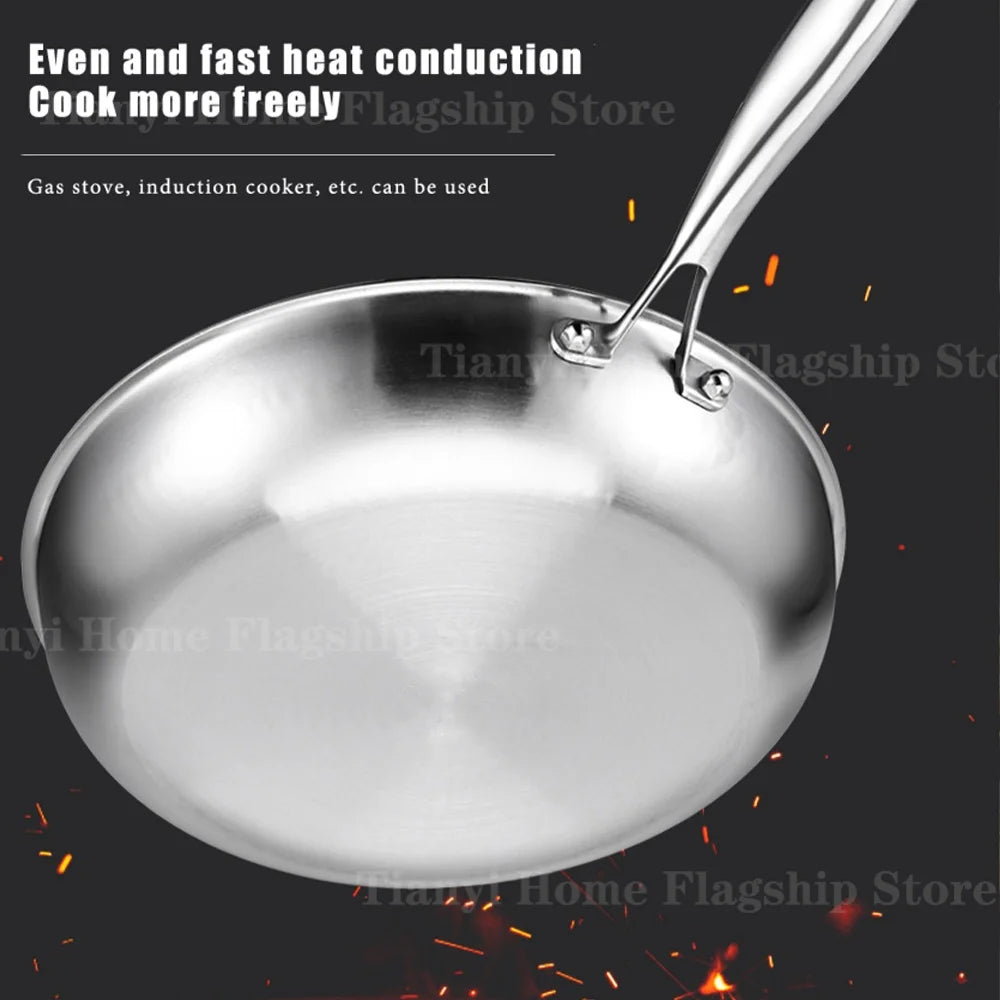 Poêle Titane Inox 22-30 cm – Antiadhésive Gaz & Induction