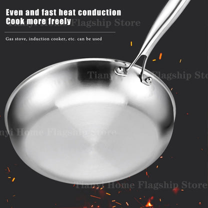 Poêle Titane Inox 22-30 cm – Antiadhésive Gaz & Induction