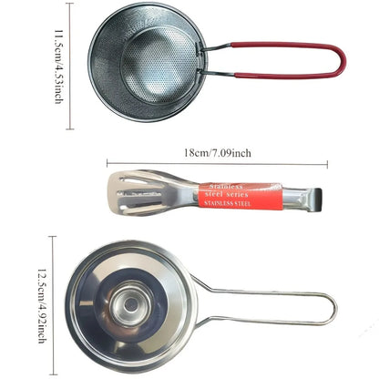 Edelstahl-Frittierkorb mit Filter und Zange – 4-teiliges Set