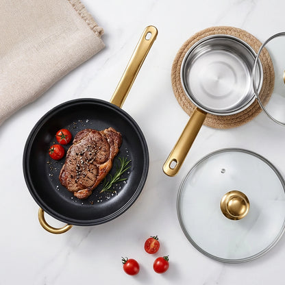 Batterie Cuisine Inox 6 Pièces Colorée – Antiadhésive Induction