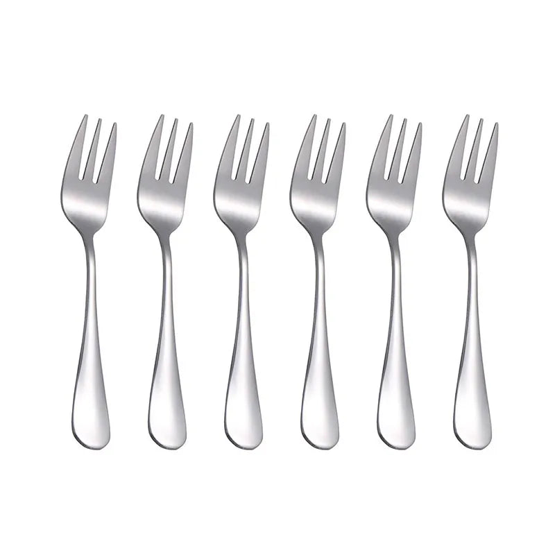 6er-Set Edelstahl-Dessertgabeln – Gold, Schwarz, Silber oder Regenbogen