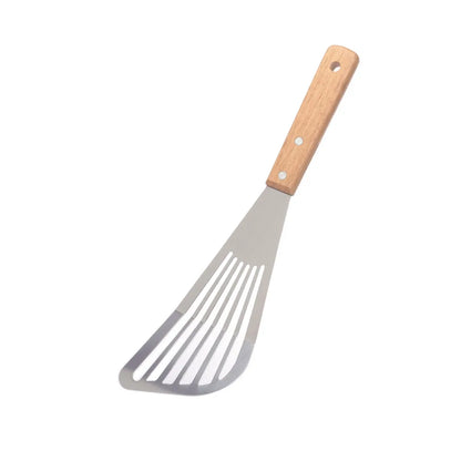 Geschlitzter Edelstahl-Wender mit Holzgriff – 3 Größen, Fisch & Steak
