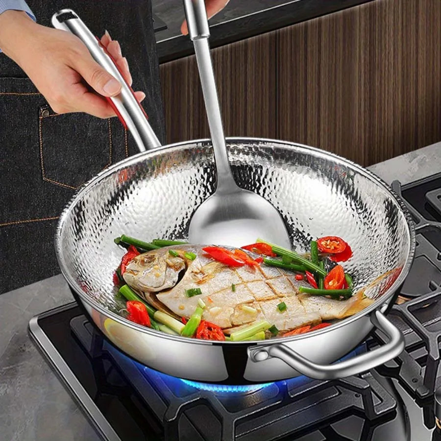 Unbeschichteter Edelstahl-Wok mit Rundem Boden – Mit oder Ohne Deckel