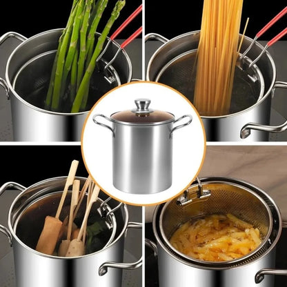Edelstahl-Fritteuse 3 L mit Korb & Glasdeckel – Induktion