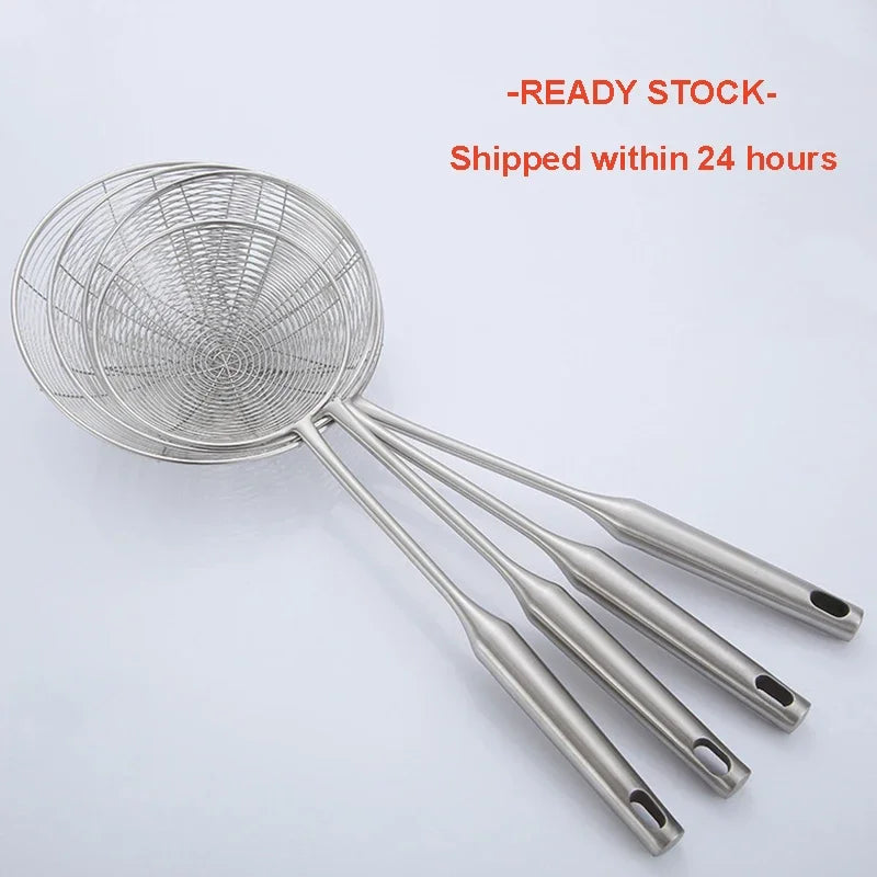 Edelstahl-304-Spinnenschaumlöffel mit Spiralgitter – 13 bis 19 cm