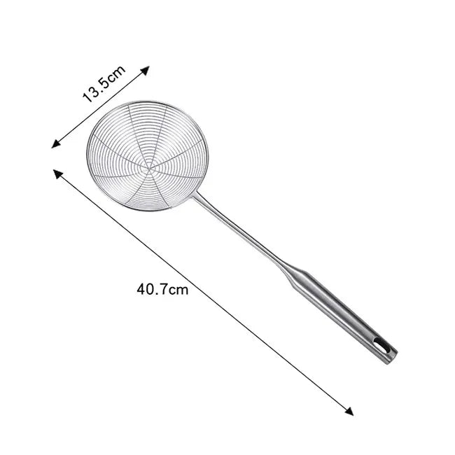 Edelstahl-304-Spinnenschaumlöffel mit Spiralgitter – 13 bis 19 cm