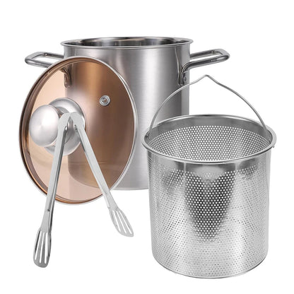Edelstahl-Tempura-Fritteuse 3 L mit Korb & Glasdeckel – Gas & Induktion