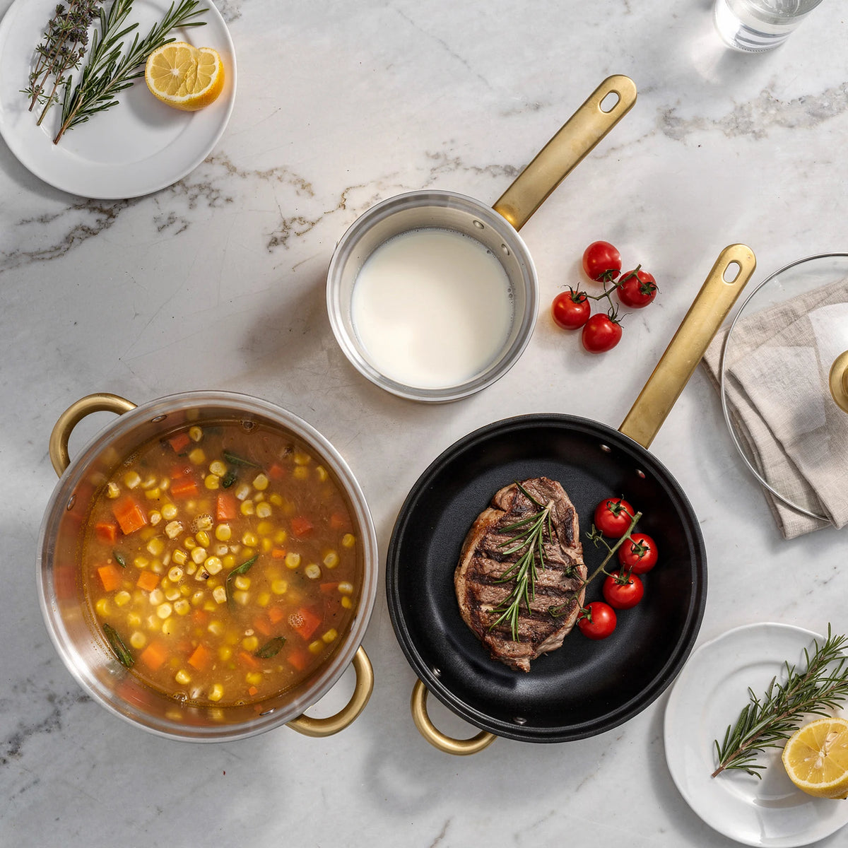 Batterie Cuisine Inox 6 Pièces Colorée – Antiadhésive Induction