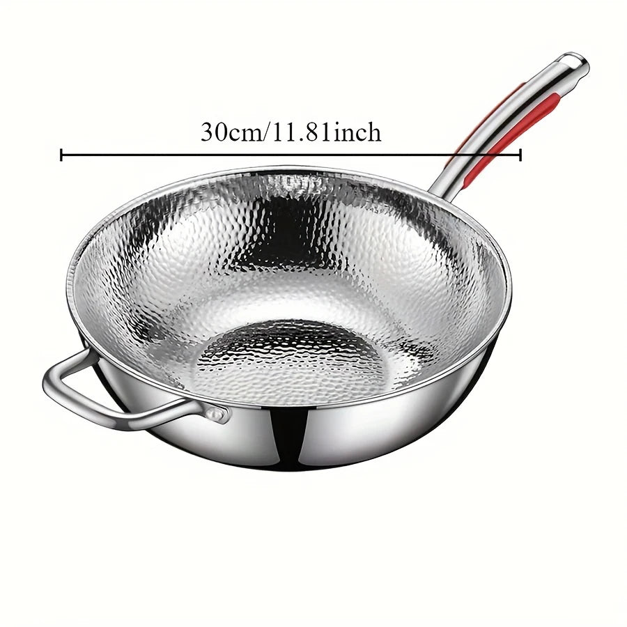 Unbeschichteter Edelstahl-Wok mit Rundem Boden – Mit oder Ohne Deckel