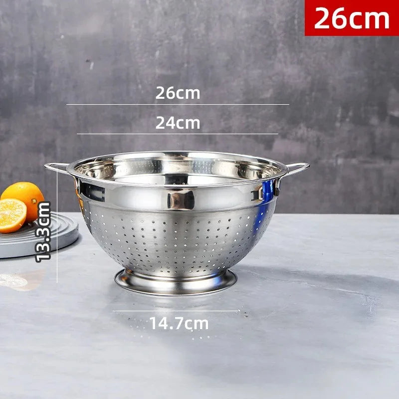 RVS Vergiet met Geklonken Handvatten 18–26 cm – Rijst, Fruit & Groenten
