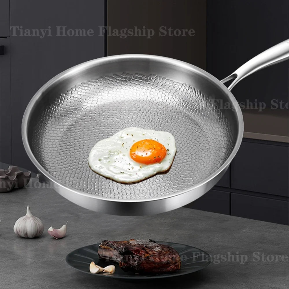 Poêle Titane Inox 22-30 cm – Antiadhésive Gaz & Induction