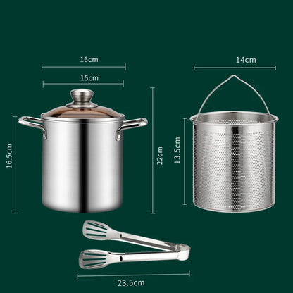 Edelstahl-Tempura-Fritteuse 3 L mit Korb & Glasdeckel – Gas & Induktion