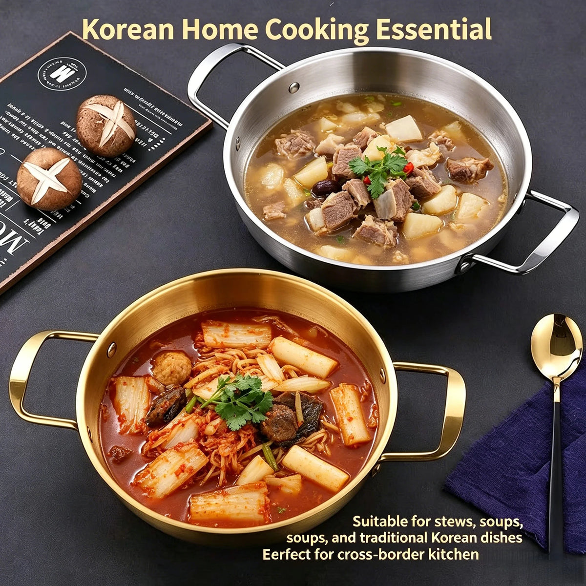 Casserole Ramen Coréenne Dorée – Style Restaurant, Induction