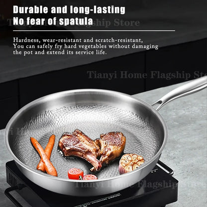 Poêle Titane Inox 22-30 cm – Antiadhésive Gaz & Induction