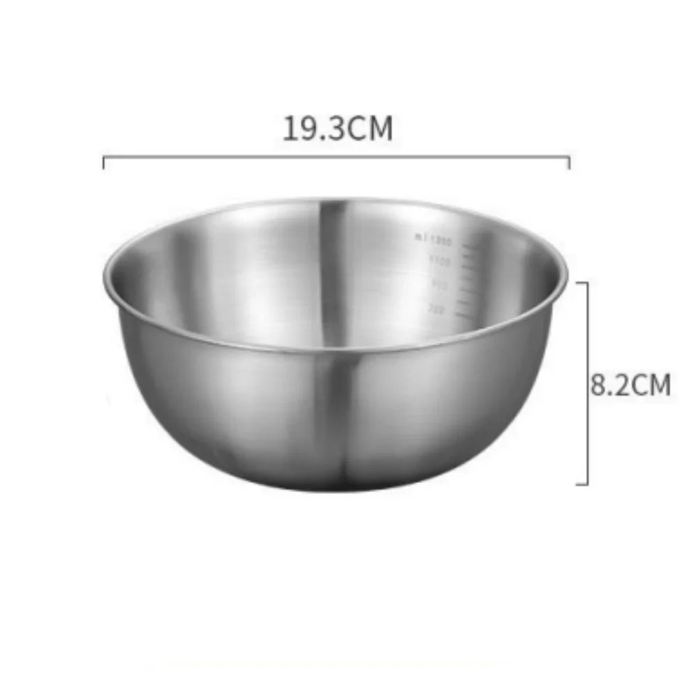 Edelstahl-Rührschüsseln mit Skala – Einzeln oder 3er-Set, Backen