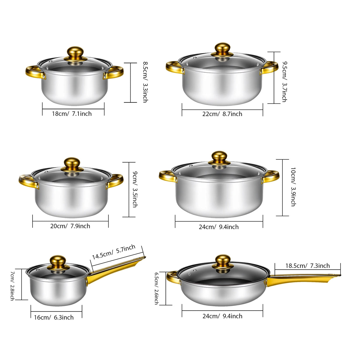 Batterie Cuisine Inox 6 Pièces Colorée – Antiadhésive Induction