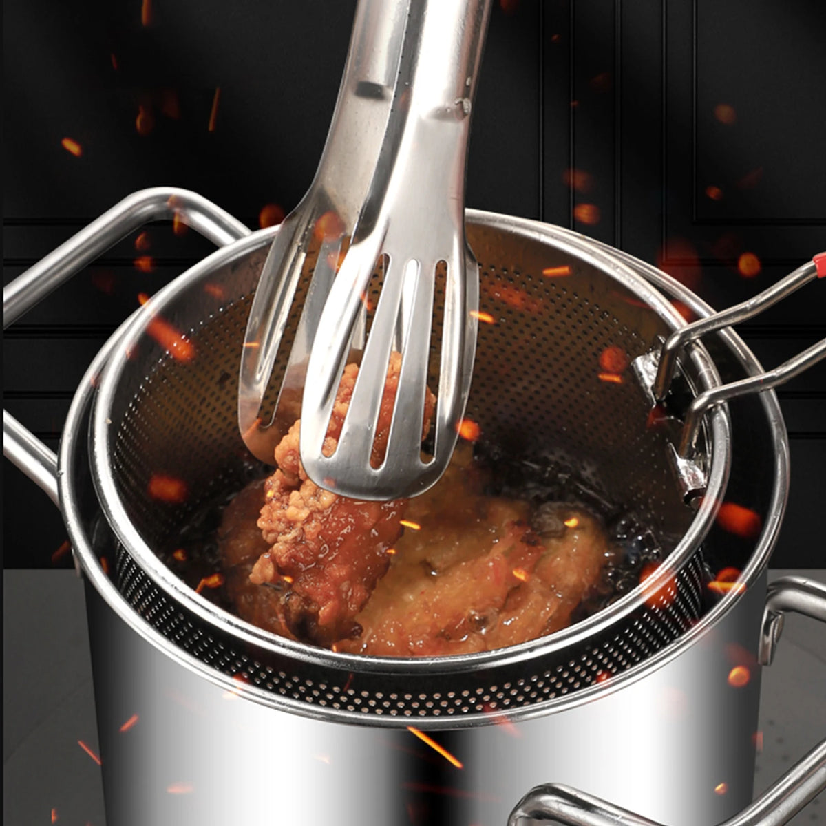 Edelstahl-304-Fritteuse 3 L mit Korb & Glasdeckel – Gas & Induktion