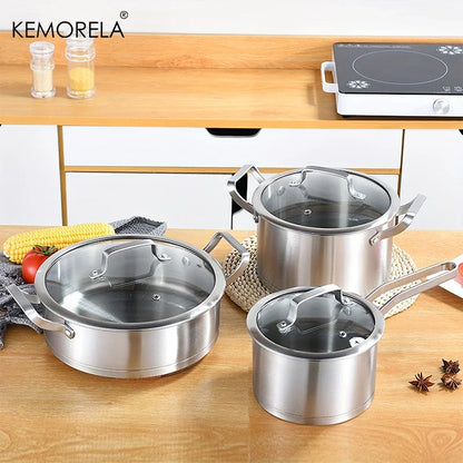 Set Casseroles Inox 16-20-24 cm – Soupe, Lait & Vapeur, Induction