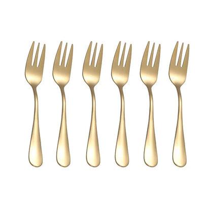 6er-Set Edelstahl-Dessertgabeln – Gold, Schwarz, Silber oder Regenbogen