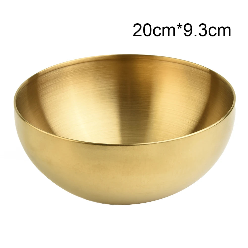 Goldene oder Silberne Schüssel aus Edelstahl 304 – Salat, Ramen & Obst, 12–20 cm