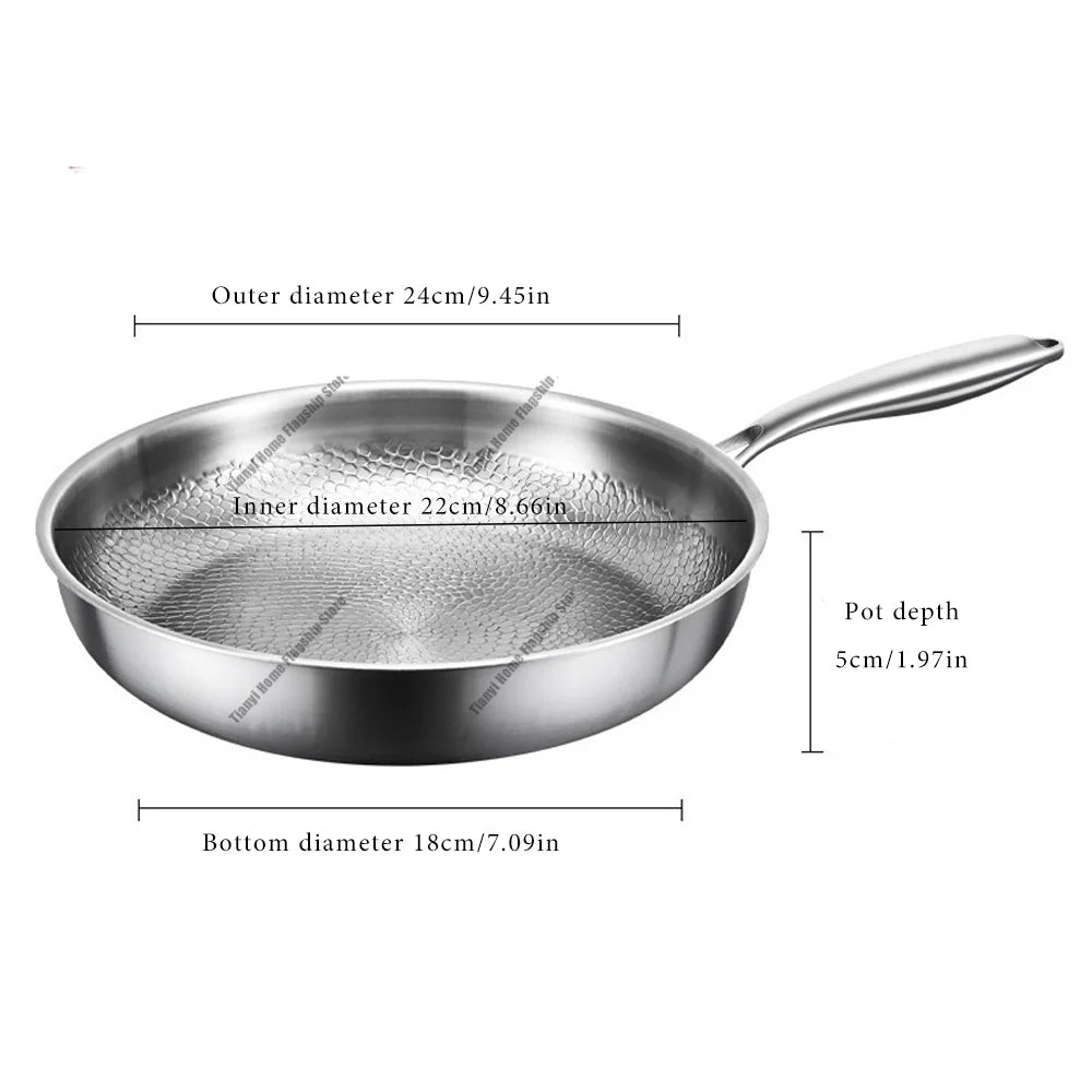 Poêle Titane Inox 22-30 cm – Antiadhésive Gaz & Induction