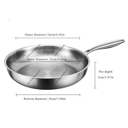 Poêle Titane Inox 22-30 cm – Antiadhésive Gaz & Induction