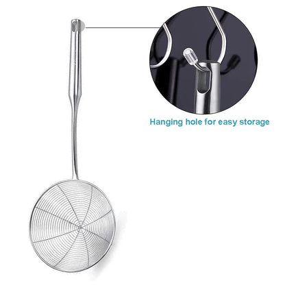 Edelstahl-304-Spinnenschaumlöffel mit Spiralgitter – 13 bis 19 cm