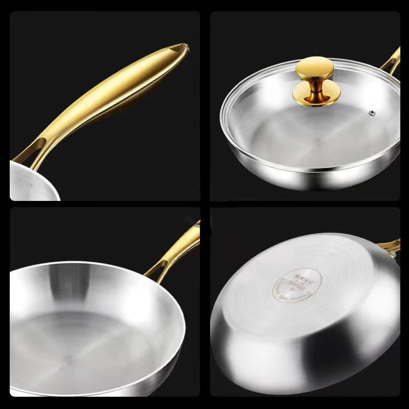 Unbeschichtete Edelstahl-316-Pfanne 22–30 cm – Steak, Gas & Induktion
