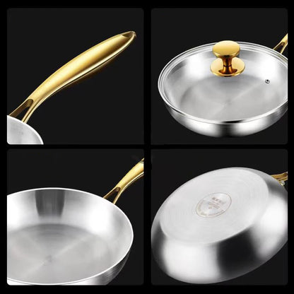 Unbeschichtete Edelstahl-316-Pfanne 22–30 cm – Steak, Gas & Induktion
