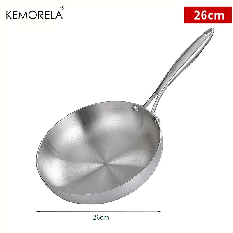Poêle Inox 304 Non Revêtue – Steak & Cuisson Saine Gaz/Induction