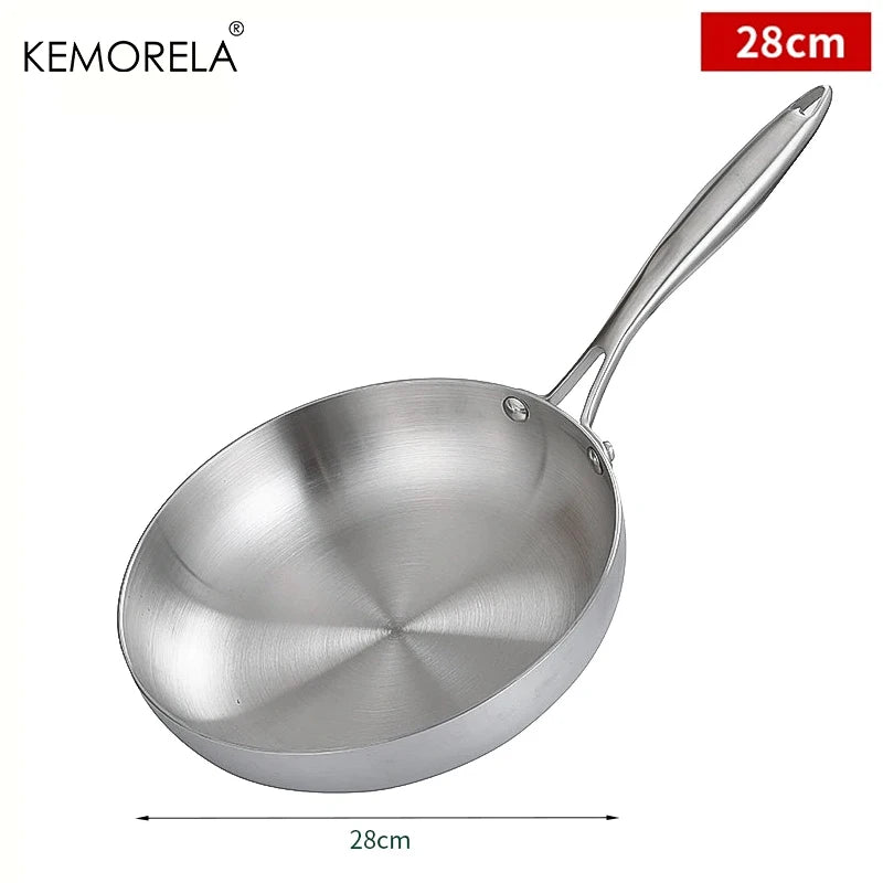 Poêle Inox 304 Non Revêtue – Steak & Cuisson Saine Gaz/Induction