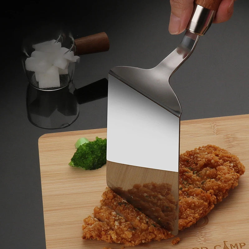 Steakwender aus Edelstahl 304 mit Holzgriff – Plancha & Grill