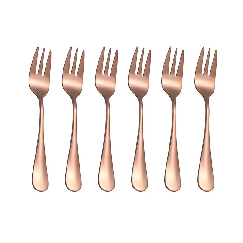 6er-Set Edelstahl-Dessertgabeln – Gold, Schwarz, Silber oder Regenbogen