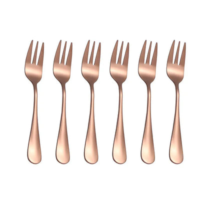 6er-Set Edelstahl-Dessertgabeln – Gold, Schwarz, Silber oder Regenbogen